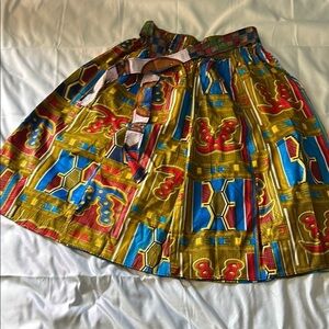 Jackpot Yellow Blue Pleated A-Line Skirt